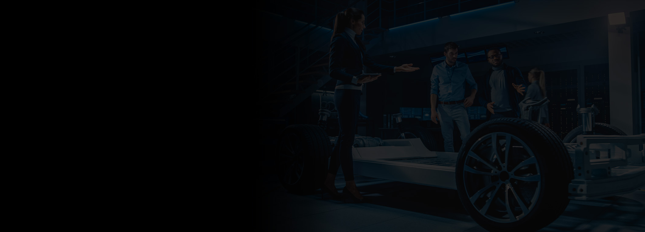 Image showing team of automobile design engineers talking and designing car